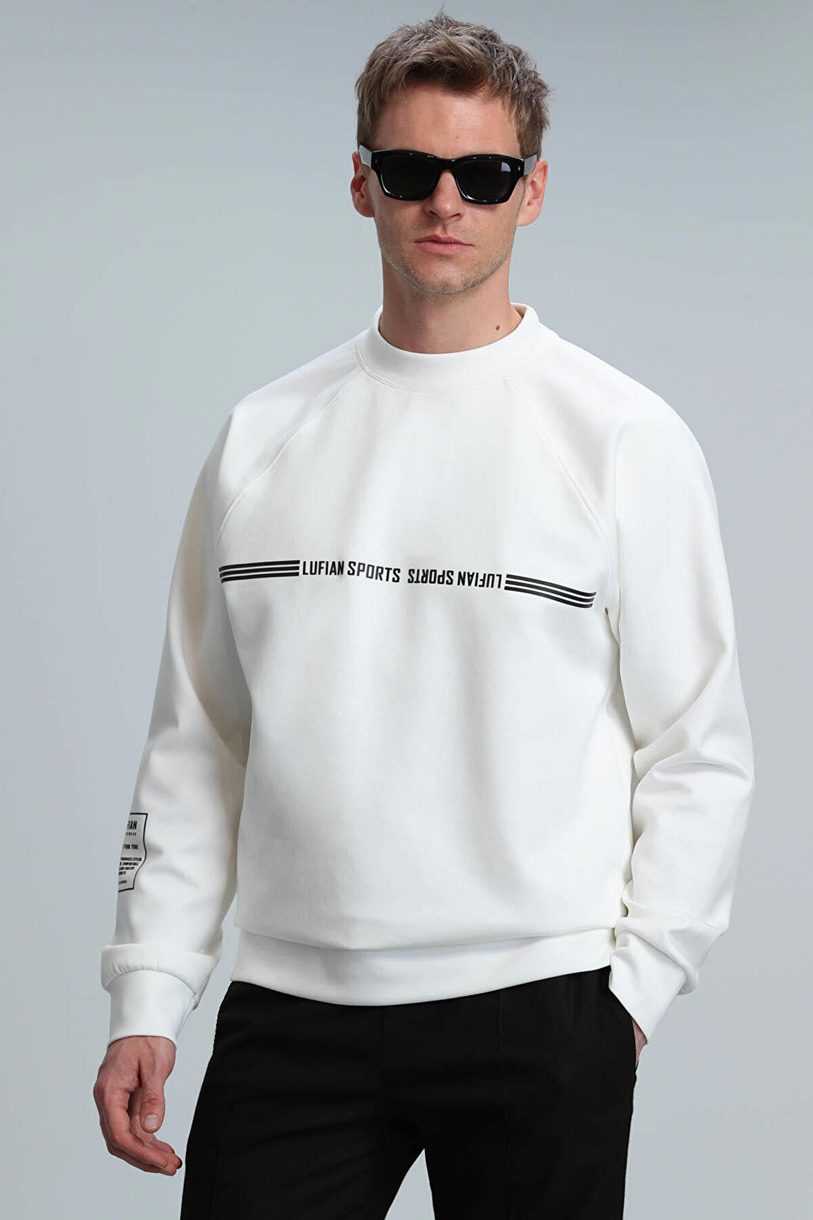 Lufian Erkek Range Sweatshirt 112030119 Kırık Beyaz