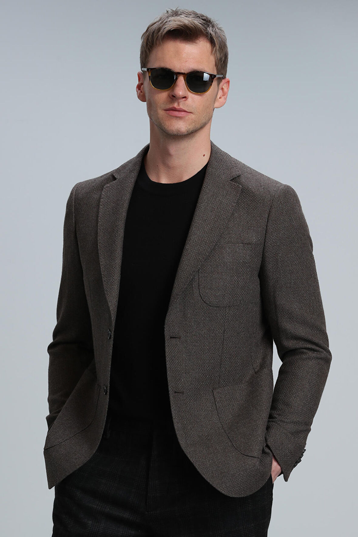 Gabrıel Spor Erkek Blazer Ceket Slim Fit Kahverengi