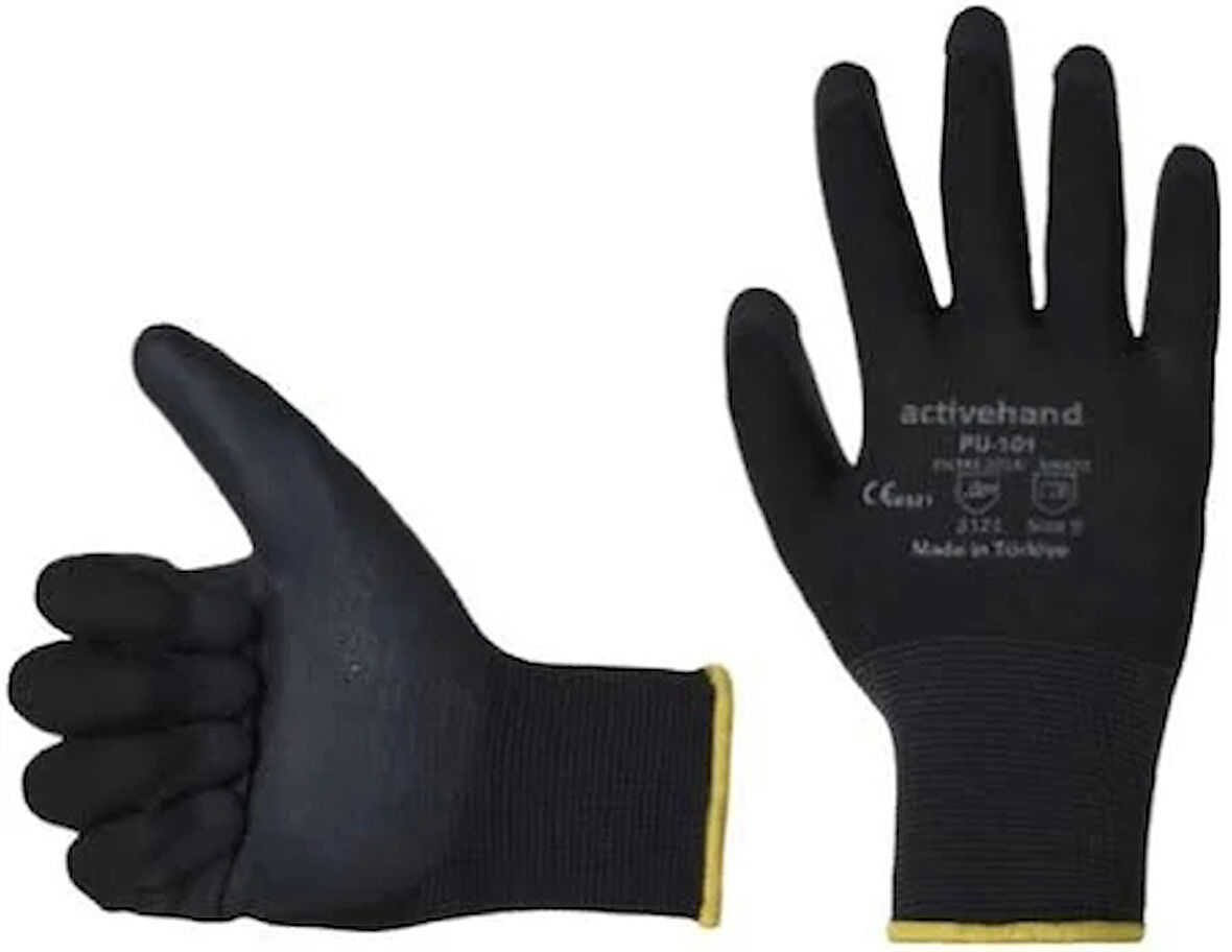 Activehand Pu-101 Poliüretan Kaplamalı İş Eldiveni NO:10 Kaymaz Ve Dayanıklı Koruyucu (12 ADET)