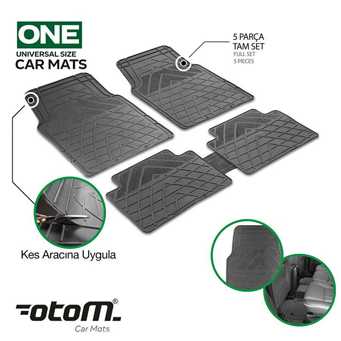 Otom One Series Universal Havuzlu Paspas Siyah