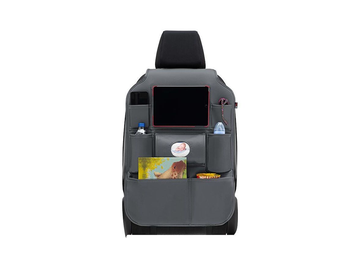 Otom Premium Deri Koltuk Arkası Organizer Eşya Düzenleyici Füme