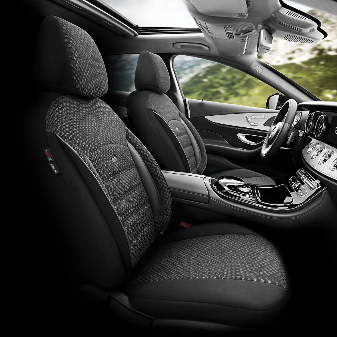 Otom Sport Plus Ekstra Destekli Özel Dokulu Oto Koltuk Kılıfı Tam Set Siyah