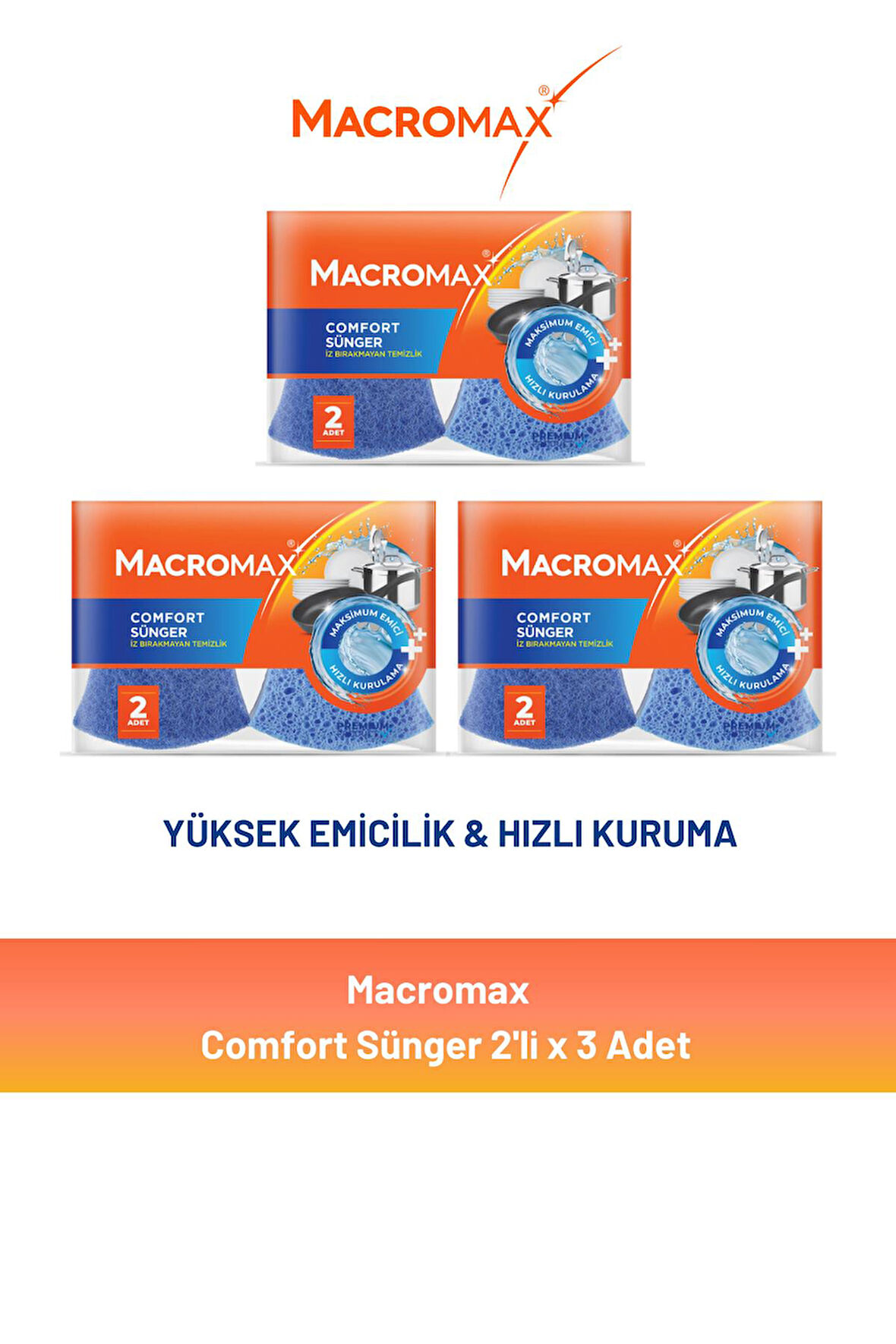 Macromax Comfort Sünger 2'li x 3 Adet