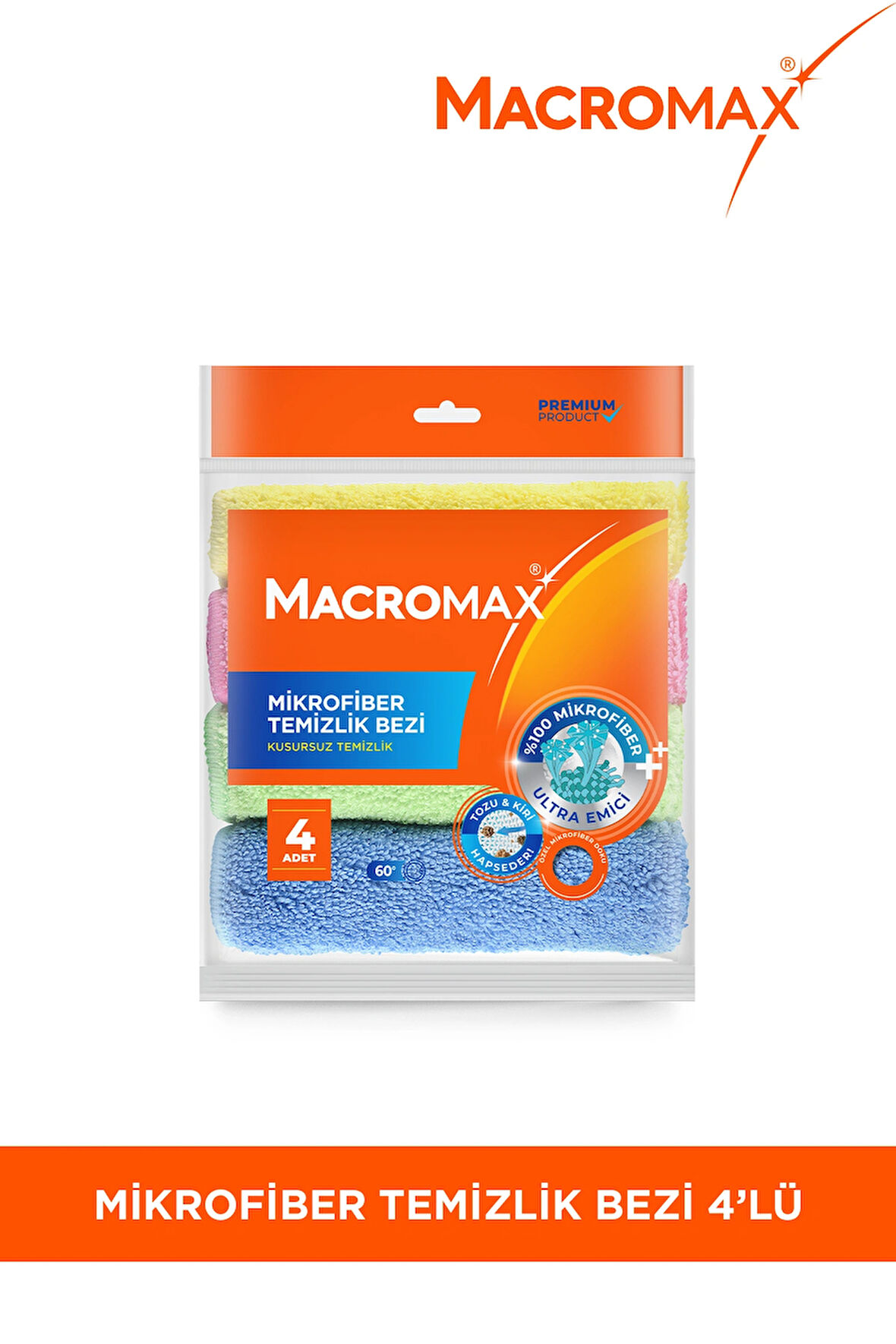 Mikrofiber Temizlik Bezi 4'lü Paket, Çok Amaçlı Toz Alma ve Yüzey Silme Bezi