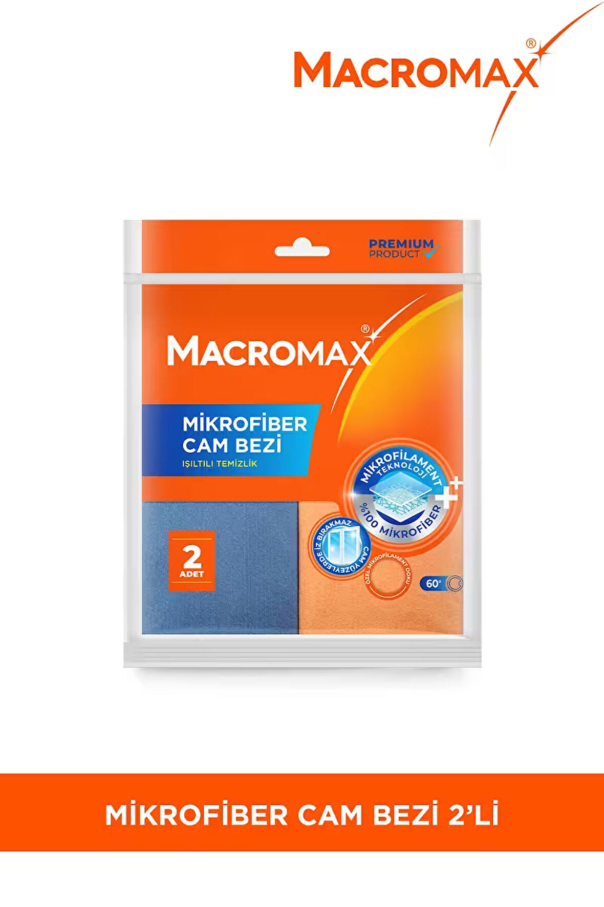 Mikrofiber Cam Bezi 2'li Set, Mikrofilament Teknolojisi ile Leke ve İz Bırakmaz Ayna Bezi