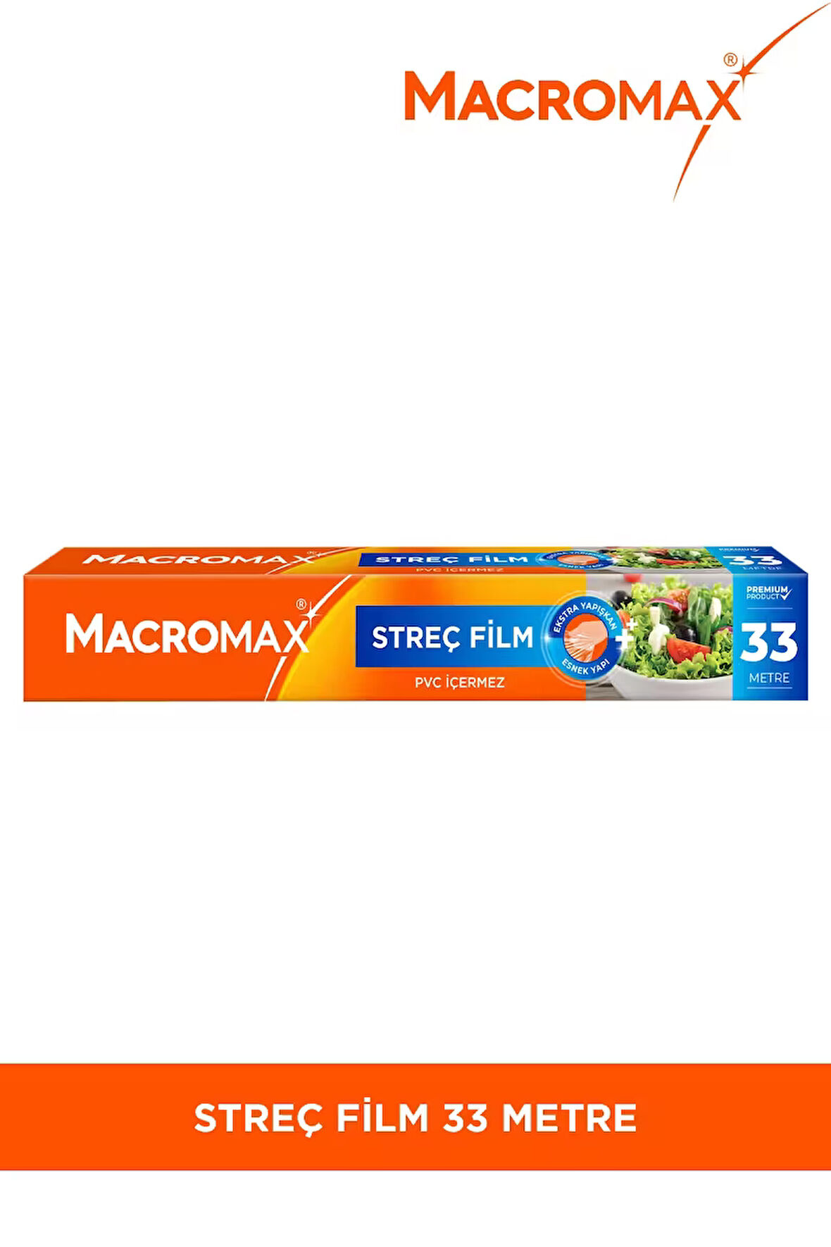 Streç Film 33 Metre, PVC İçermez, Standart Boy Gıdaları Taze Tutan Streç Film