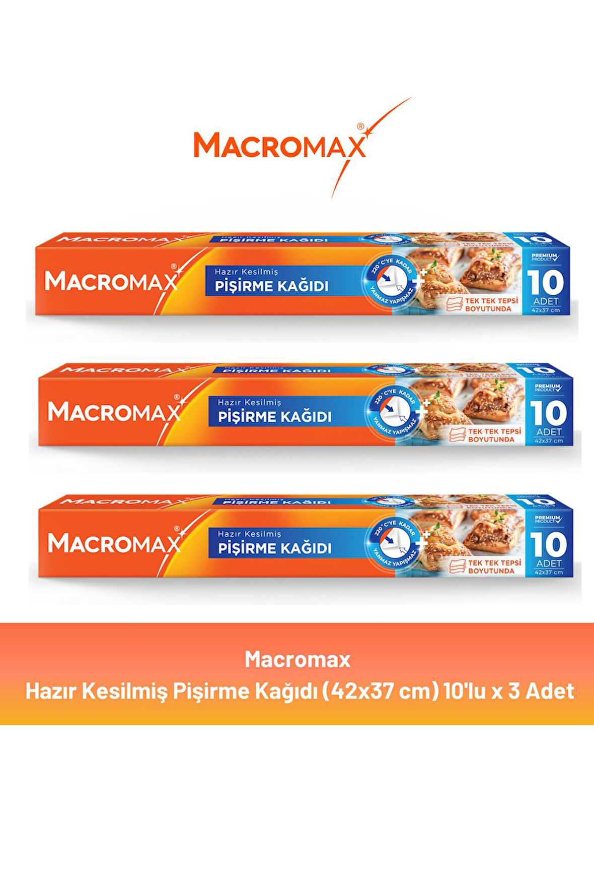 Macromax Hazır Kesilmiş Pişirme Kağıdı 10'lu x 3 Adet