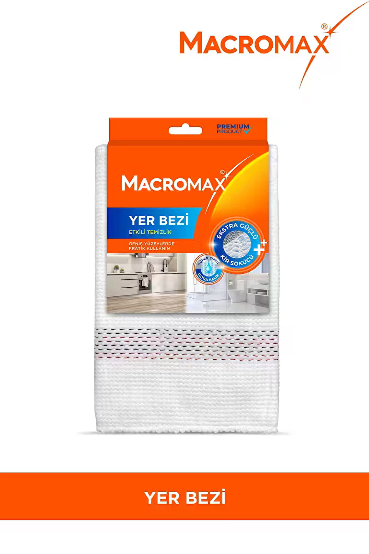 Yer Bezi, Ekstra Güçlü Kir Sökücü, Geniş Yüzeyler İçin Yüksek Emici Paspas Bezi