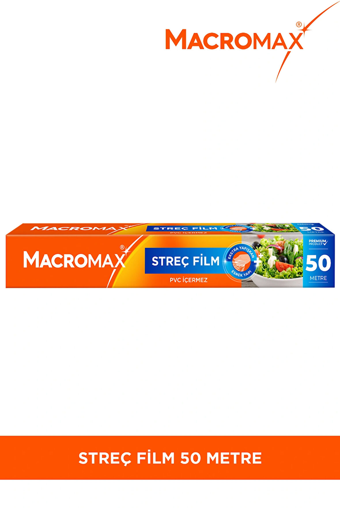 Streç Film 50 Metre, Ekonomik Boy, PVC İçermez, Gıdaları Taze Tutan Streç Film