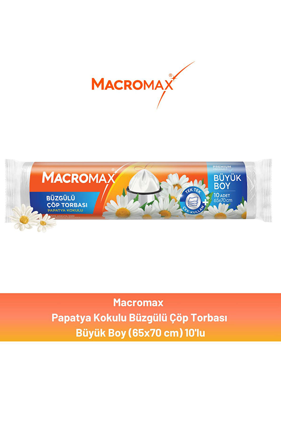 Macromax Büzgülü Papatya Çöp Torbası Büyük Boy 10'lu