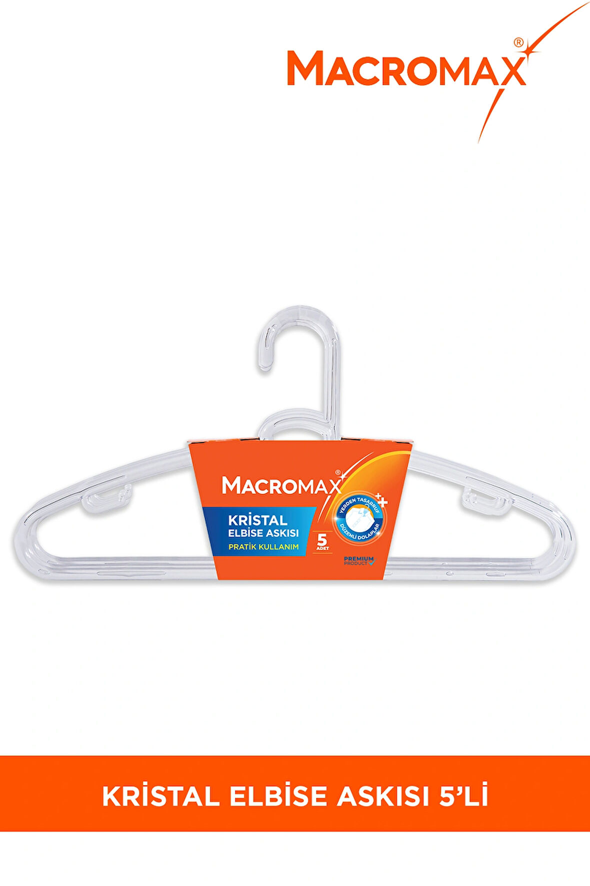 Macromax Kristal Elbise Askısı 5'li
