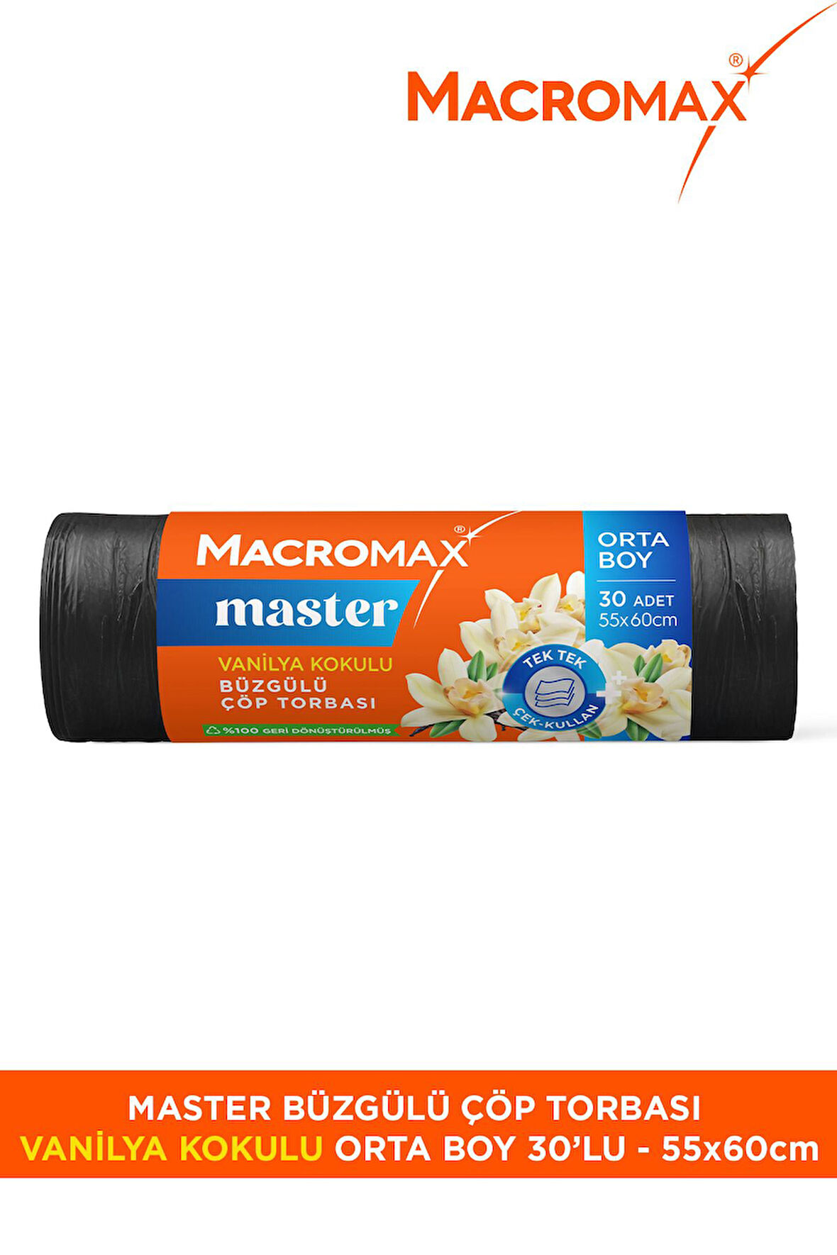 Master Büzgülü Çöp Torbası Orta Boy (55x60cm) Vanilya Kokulu 30 Adet Süper Ekonomik Paket
