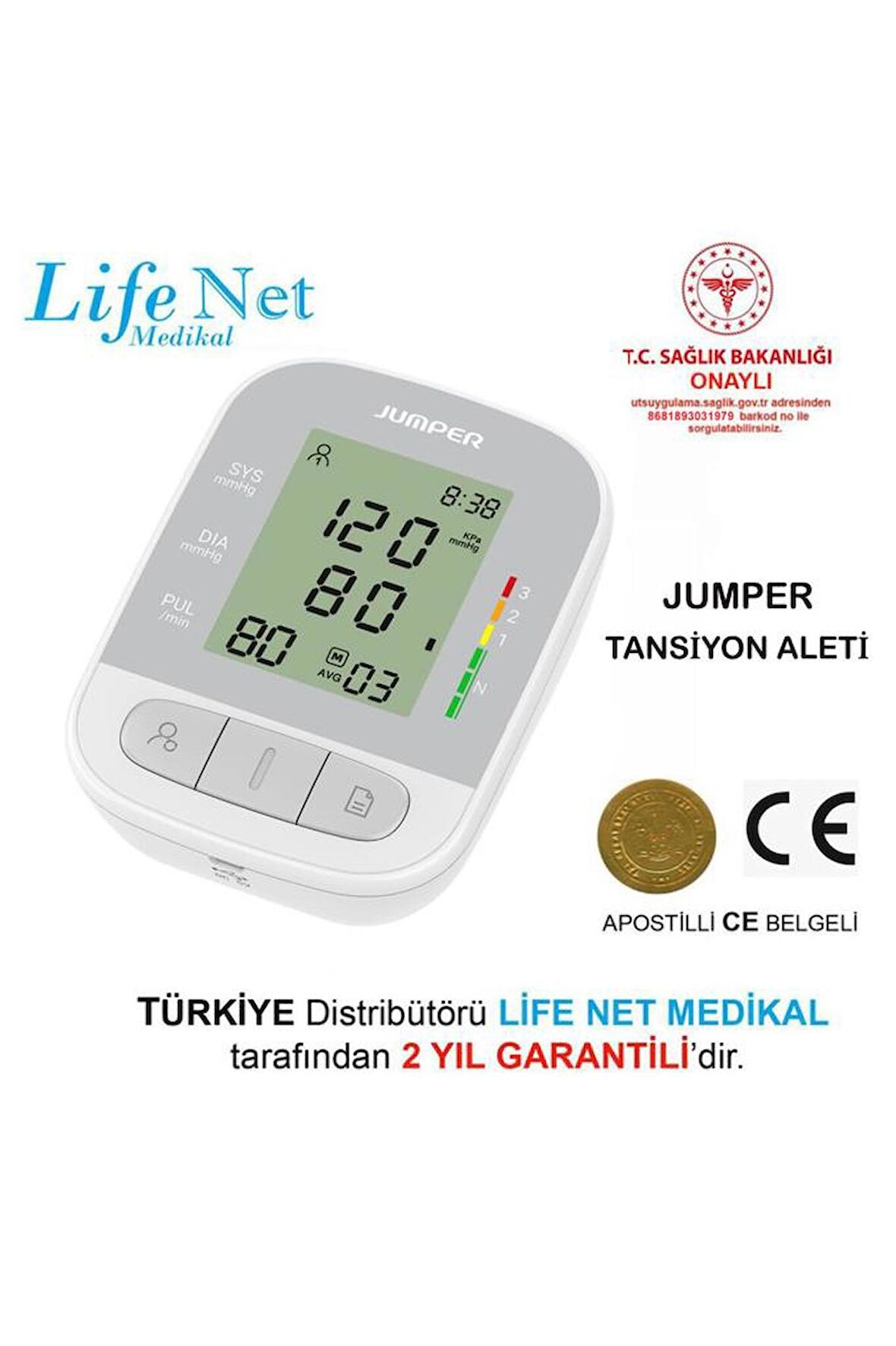 Tansiyon Aleti, Üst Koldan Dijital Tansiyon Ölçer, Nabız Ölçer JPD-HA210