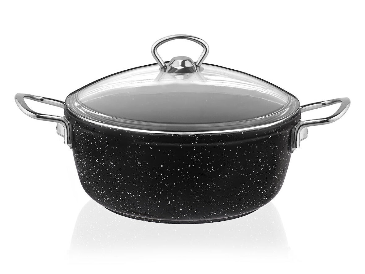 Taç Gravita Döküm Derin Tencere 30 cm Siyah