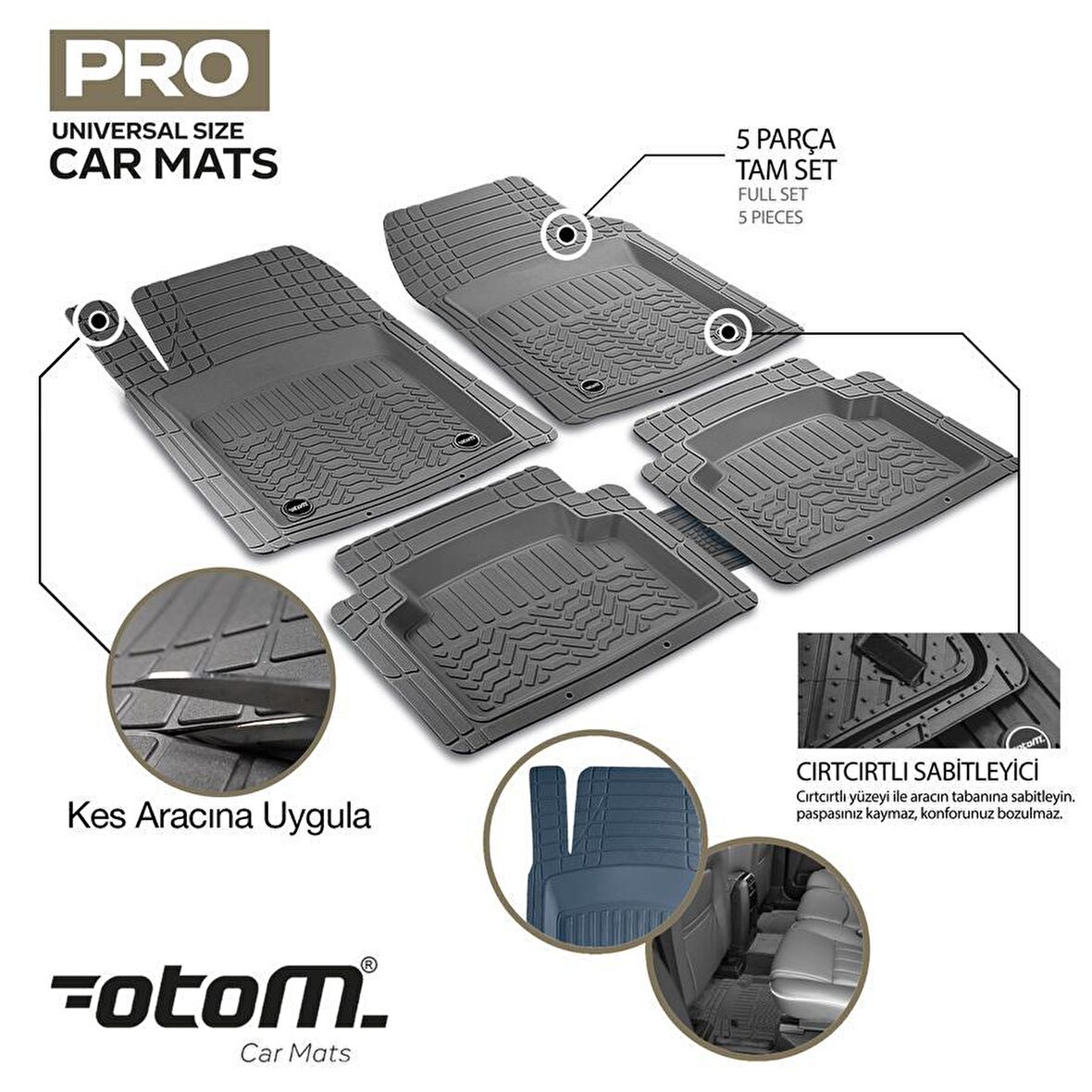 Otom Pro Series Universal Havuzlu Paspas Siyah
