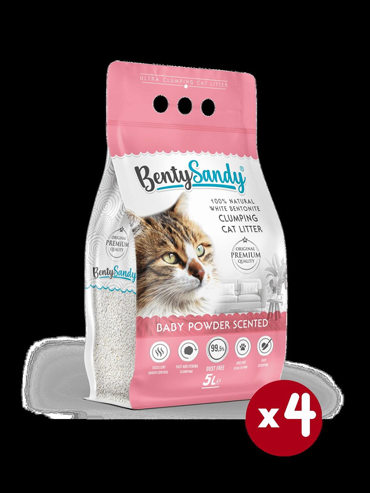 BentySandy Bebek Pudrası Kokulu Kedi Kumu 5Lx4