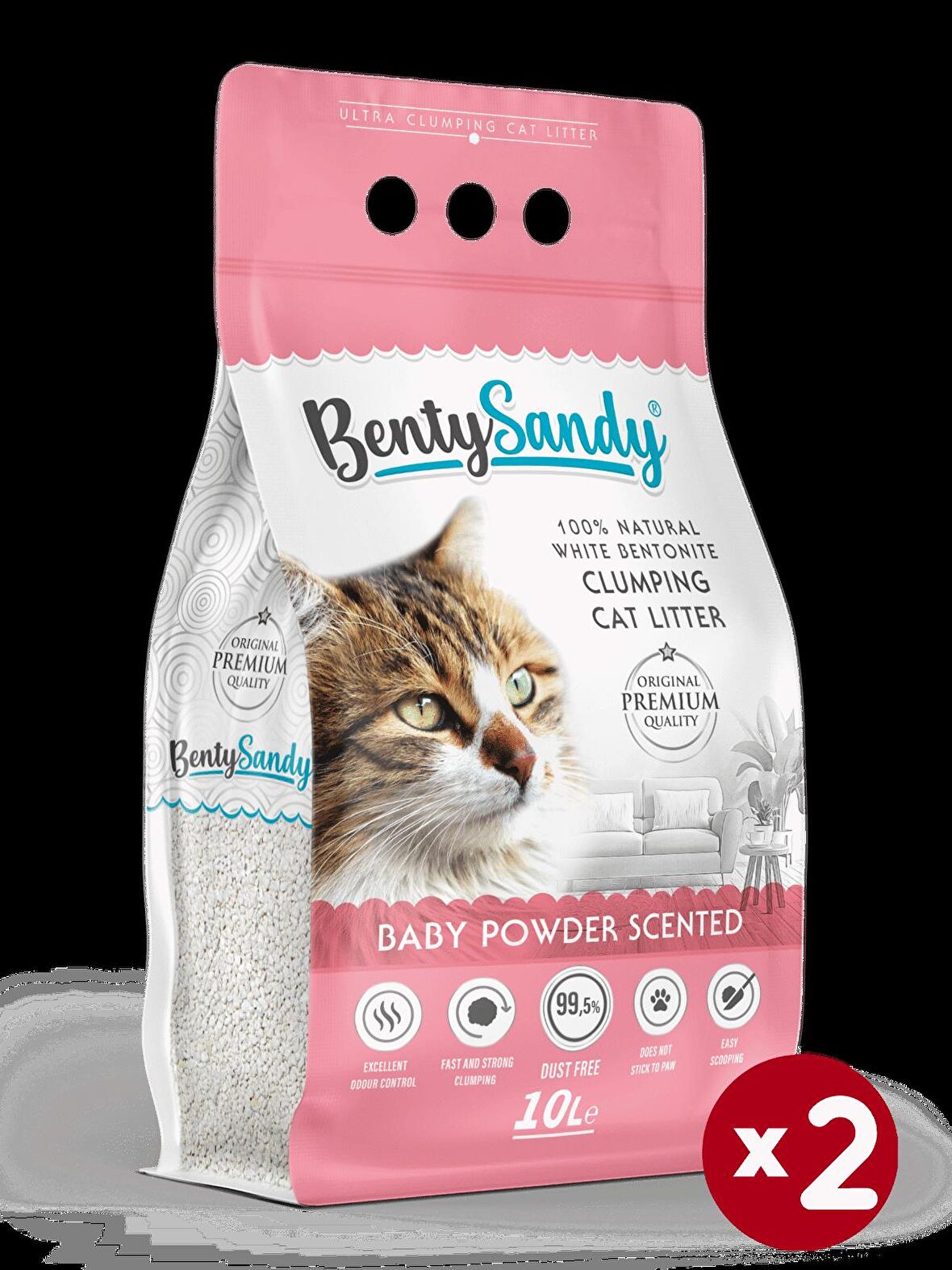 BentySandy Bebek Pudrası Kokulu Kedi Kumu 10Lx2