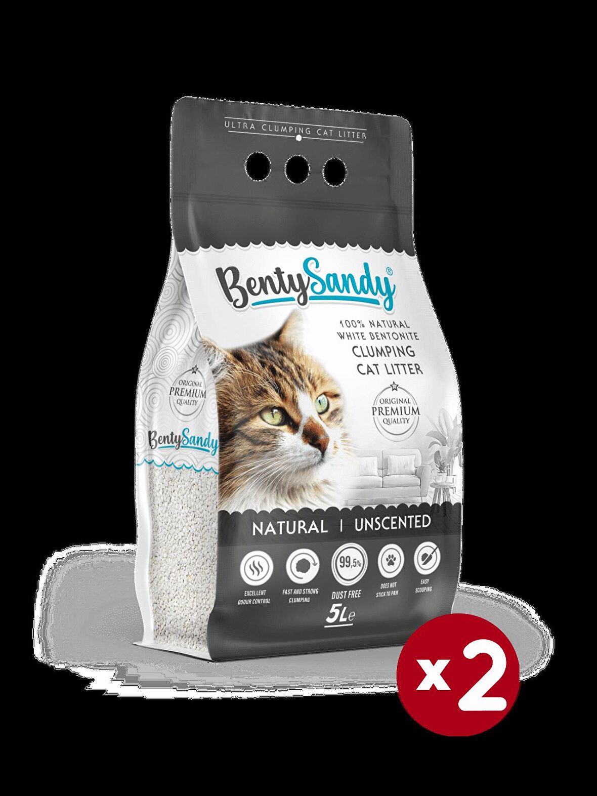 BentySandy Naturel Kokusuz Kedi Kumu 5Lx2