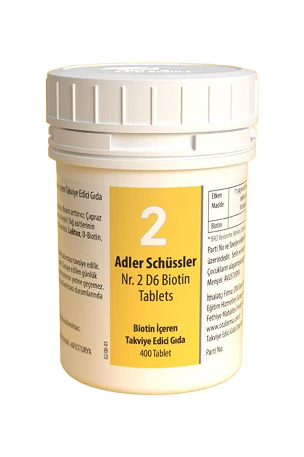 Adler Schüssler Tuzları No: 2 - D6 Biotin 400 Tablet