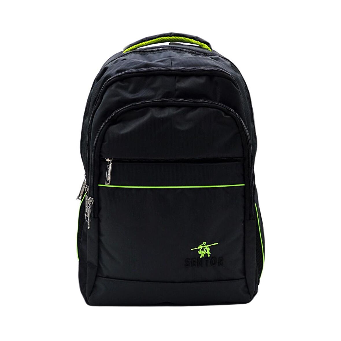 Sentor 4 Bölmeli Laptop Bölmeli Okul Sırt Çantası Yeşil Çizgili