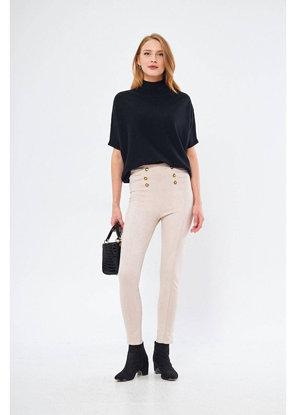 Parçalı Korsajlı Süet Tayt 