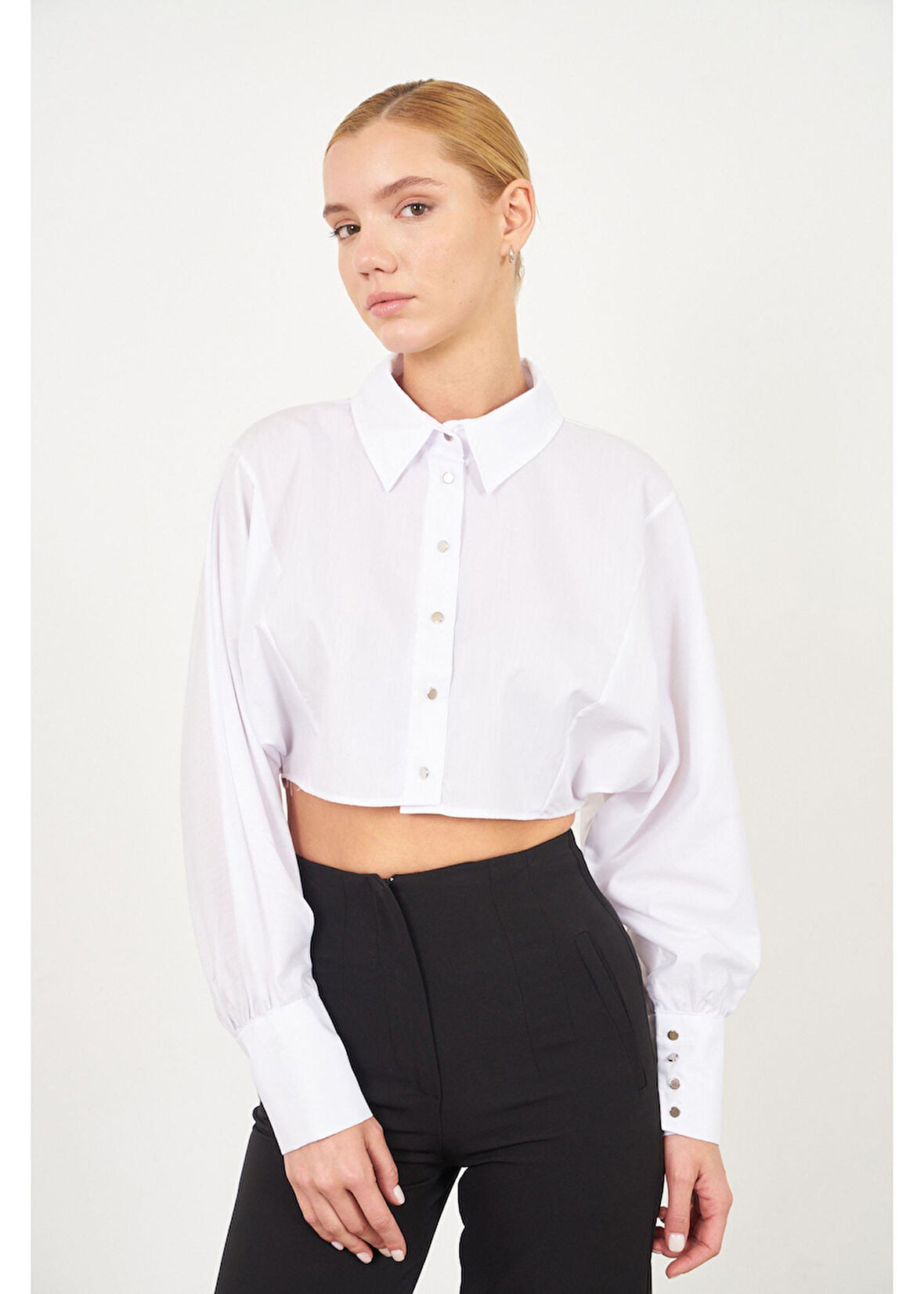 Yarasa Kol Kısa Poplin Gömlek 