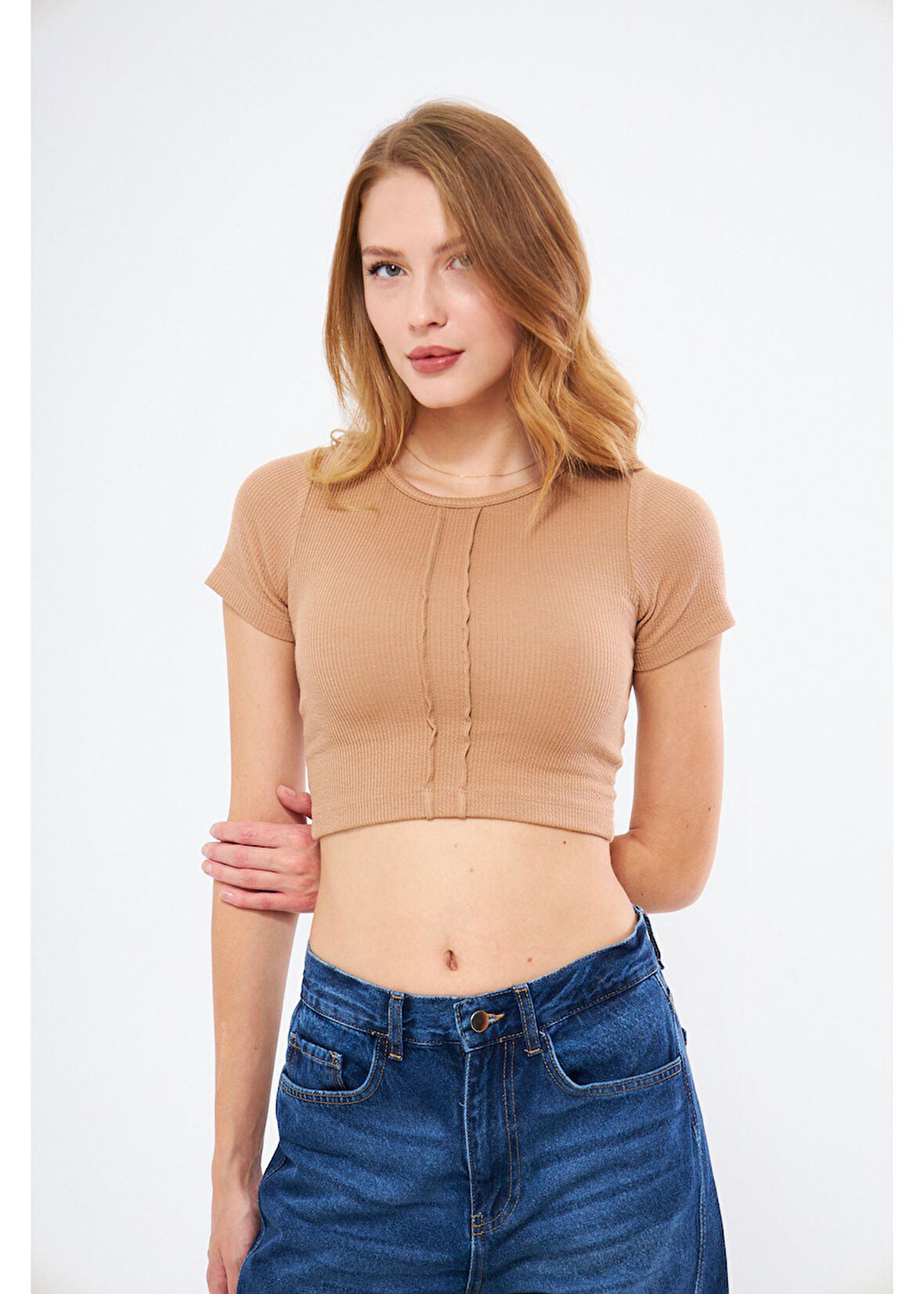 Çizgi Detaylı Kaşkorse Crop 