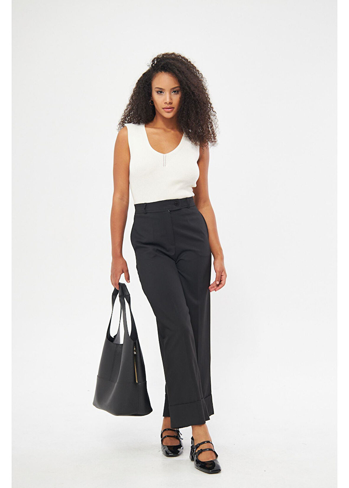 Geniş Duble Paça Poliviskon Pantolon 