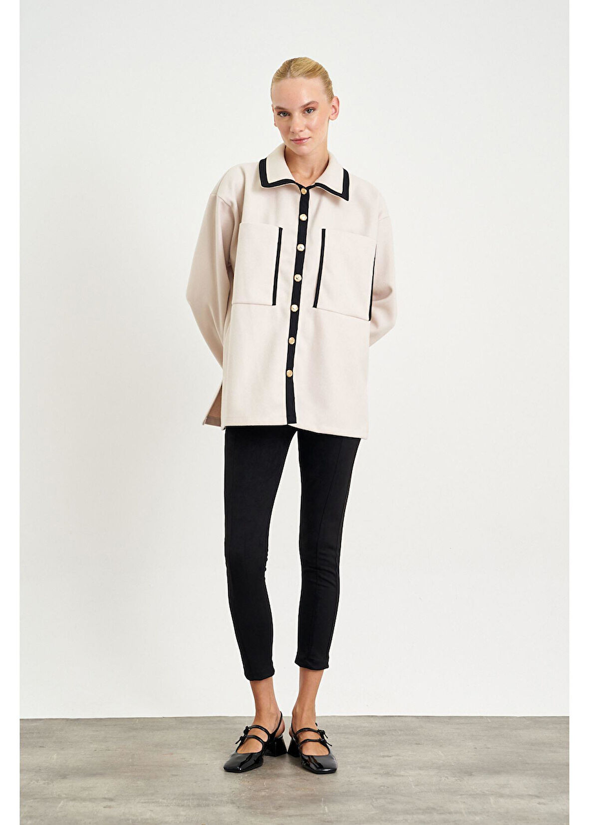 Çift Cep Garnili Kaşe Gömlek 