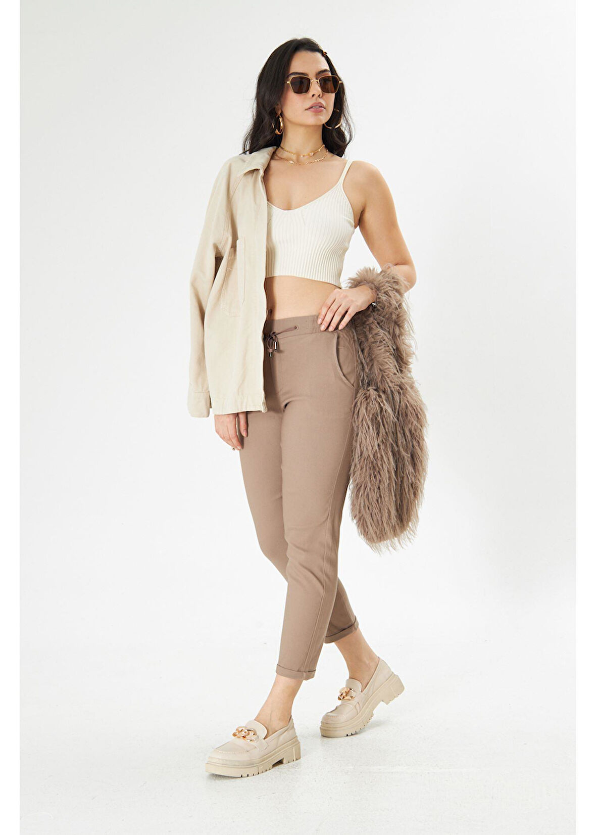 Lastikli Duble Paça Pantolon 