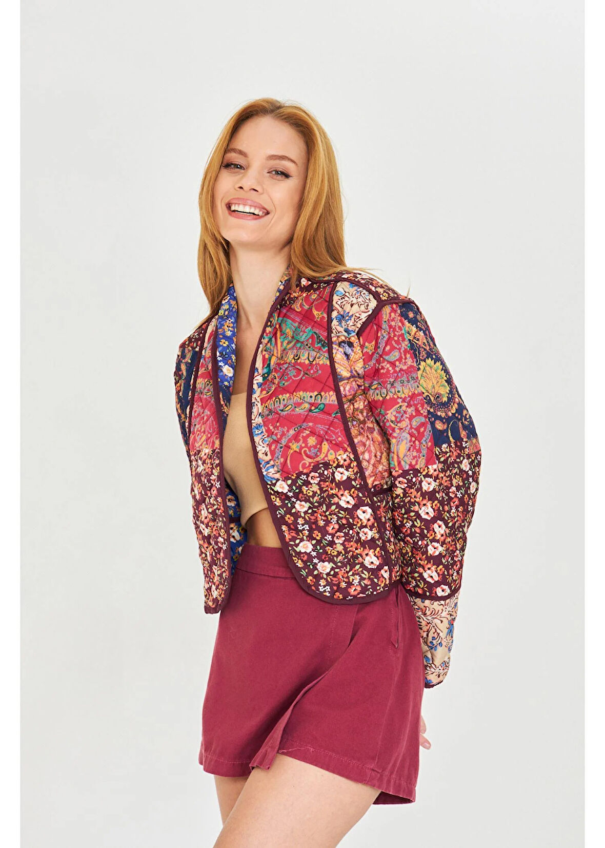 Çift Taraflı Desenli Kapitone Ceket 