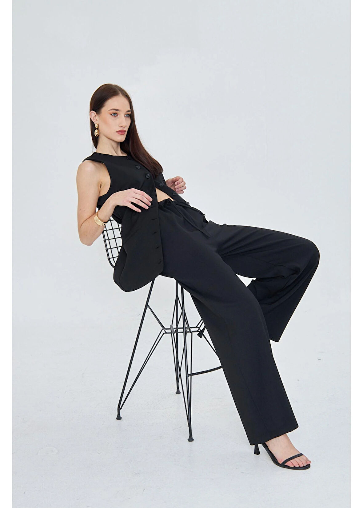 Lastikli Yandan Cepli Poliviskon Pantolon 