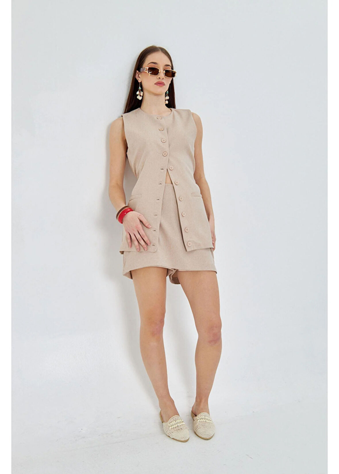 Poliviskon Şort Etek 