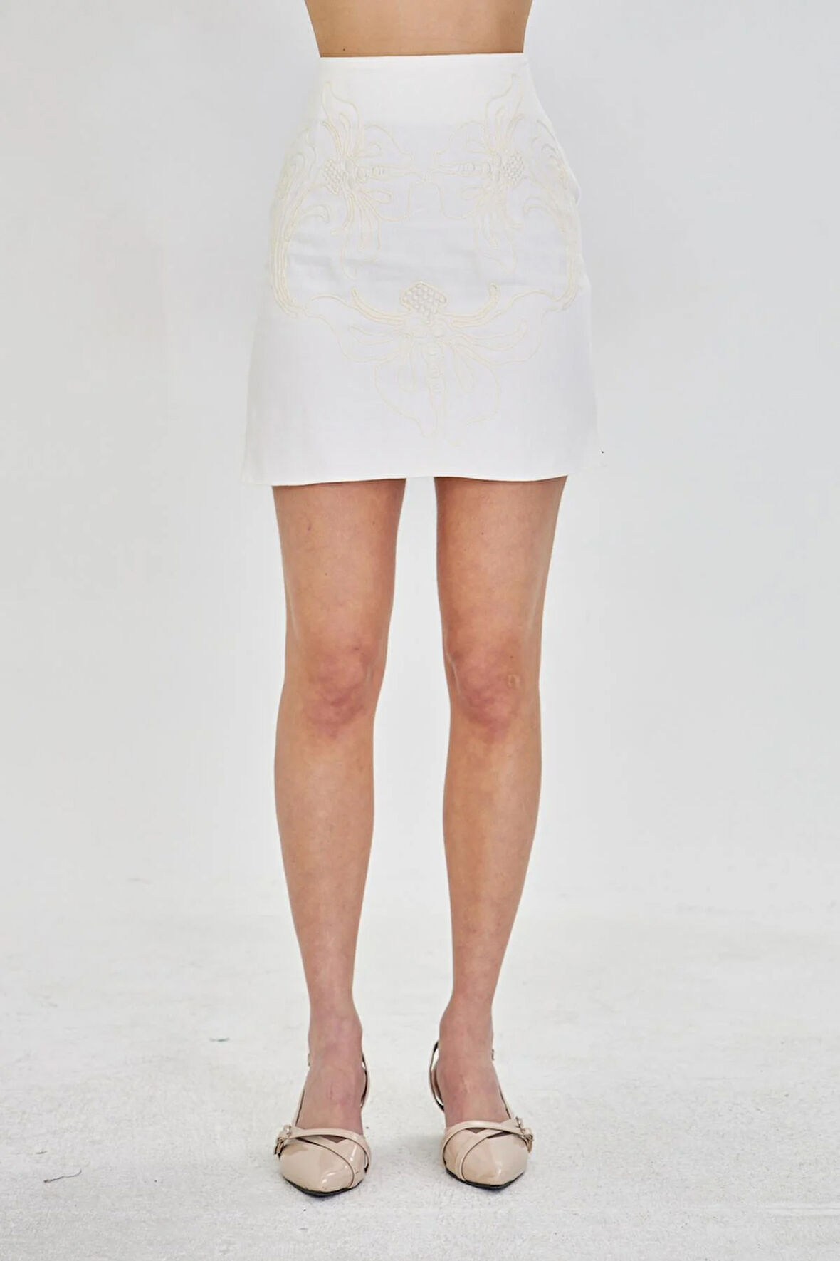 Nakışlı Gabardin Etek 