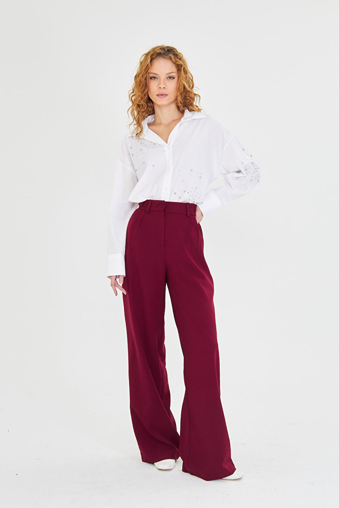 Kemeri Tokalı Atlas Pantolon 