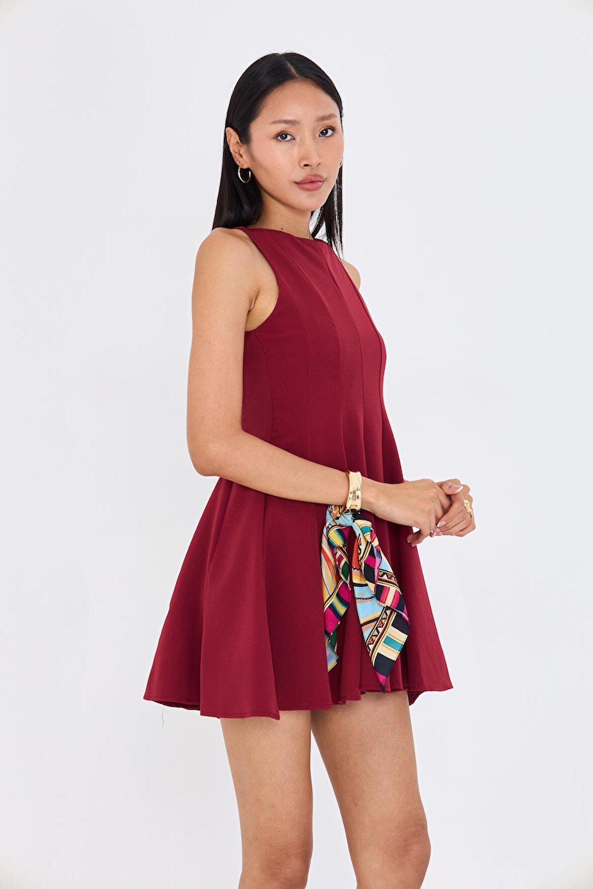 Sıfır Kol Atlas Elbise