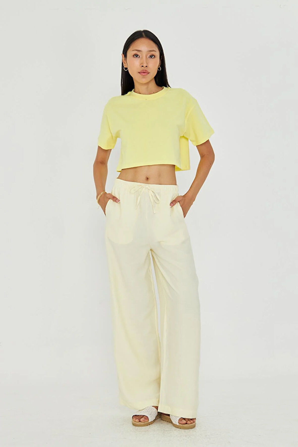 Bağcıklı Yan Cepli Modal Pantolon