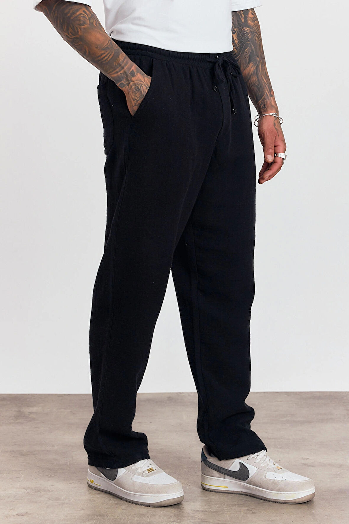 Beli Lastikli Bağcıklı Bol Kesim Pantolon AG-Y23113LNS