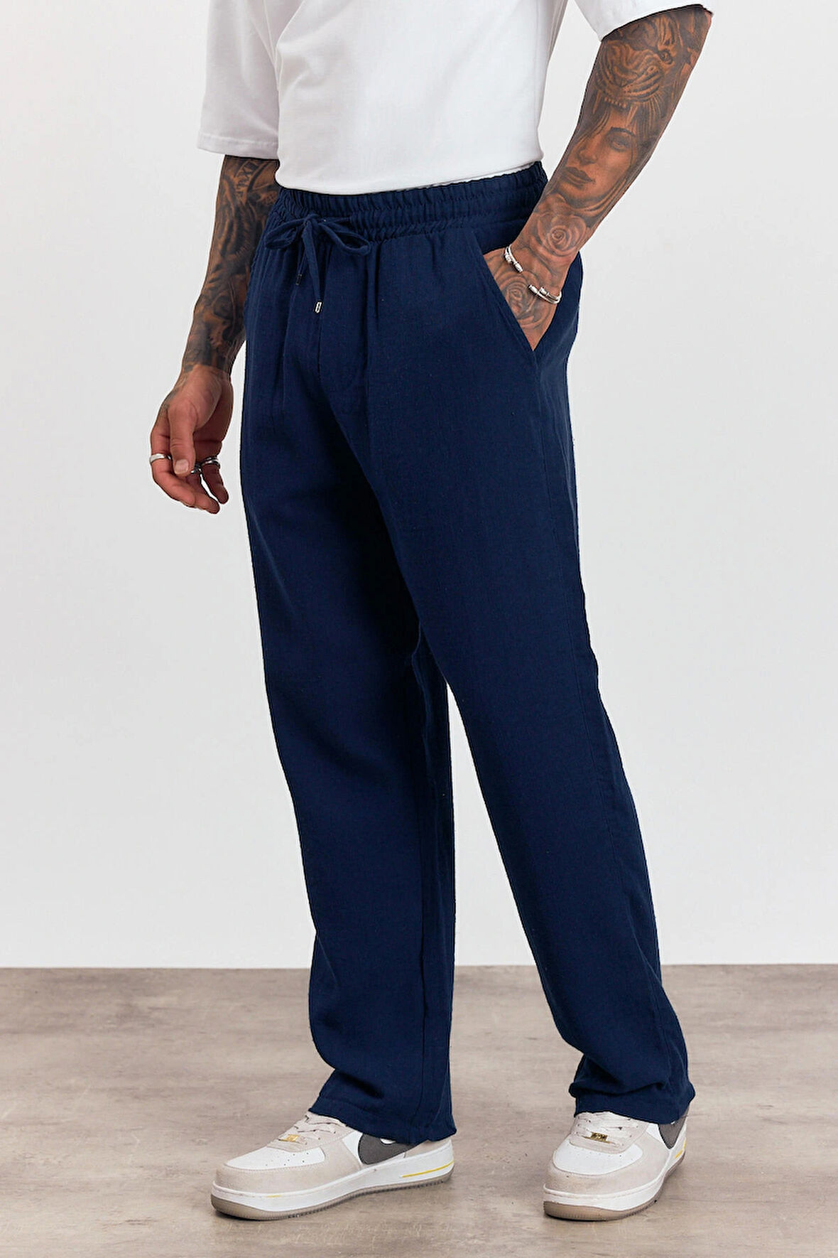 Beli Lastikli Bağcıklı Bol Kesim Pantolon AG-Y23113LNS