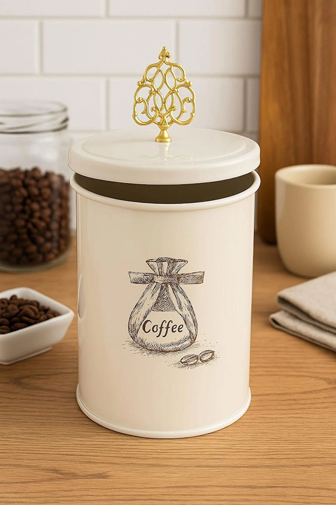 Dekorasyaa Kahve Kavanoz Metal 1200ml