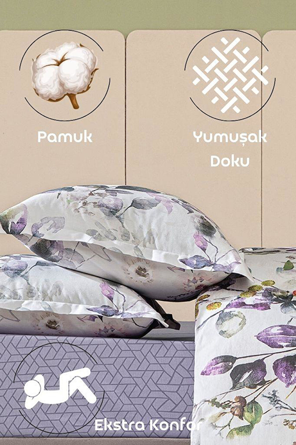 LaVella Yastık Kılıfı Koleksiyonu 2 Parça - Uykuya Açılan Çiçekli Kapı 50X70/