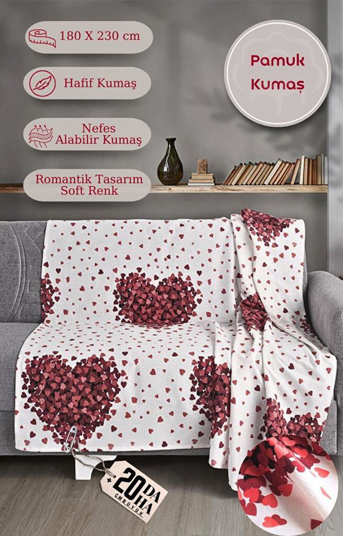 Tek Kişilik Baskılı Pike Koltuk Örtüsü Breeze 180x230 cm