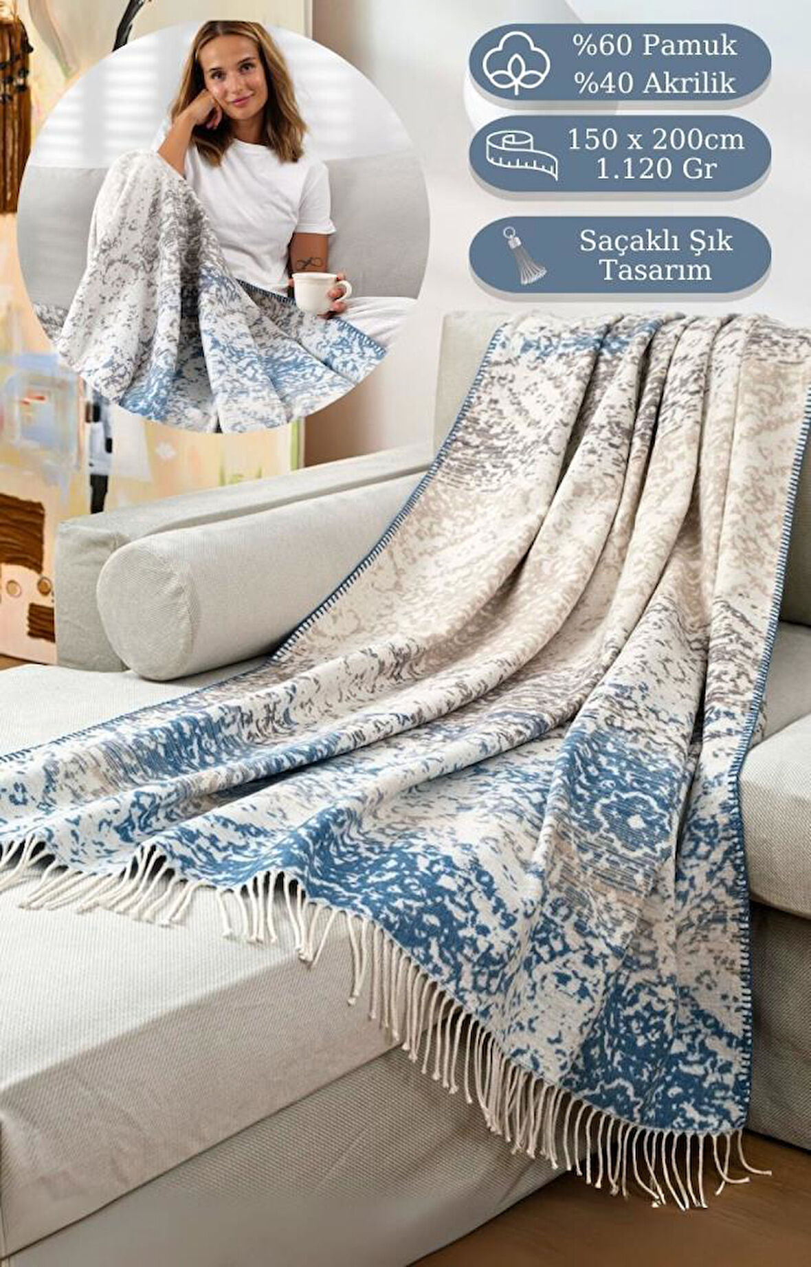 Tv Diz Battaniyesi Pamuk Morena