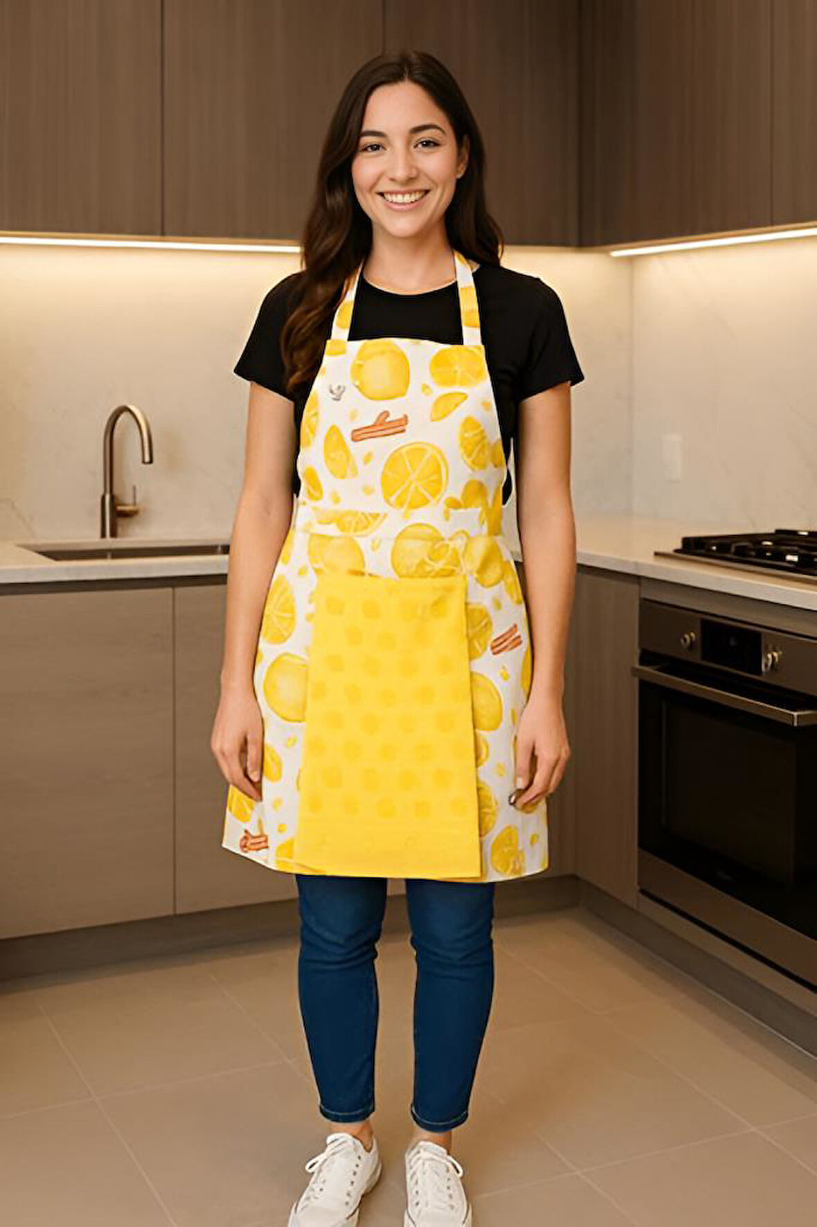 Havlulu Mutfak Önlüğü Pratik Kullanım Önlük