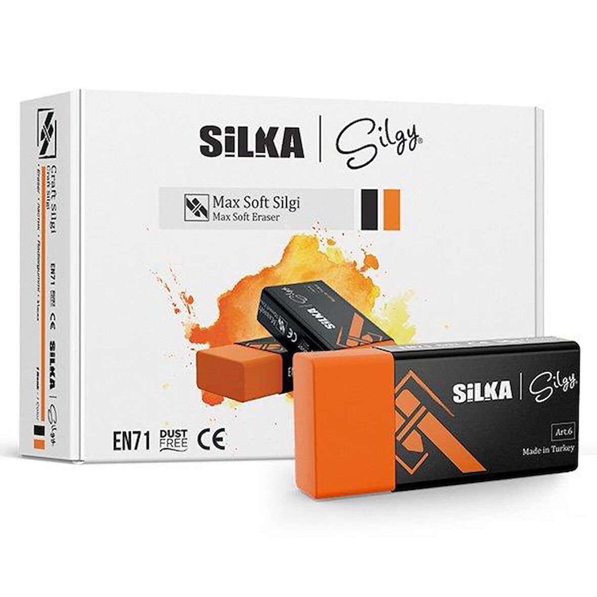 Silka Maxsoft Öğrenci Silgisi 24 Lü Turuncu Art.6   24'lü Paket / Silka
