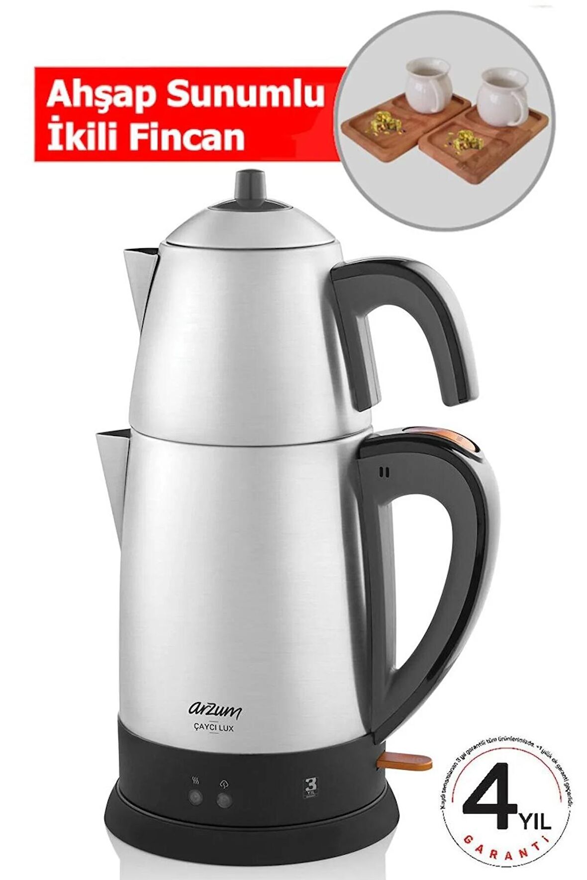 Arzum AR3051 Çaycı Lux Çay Makinası - Paslanmaz Çelik - Hediyeli