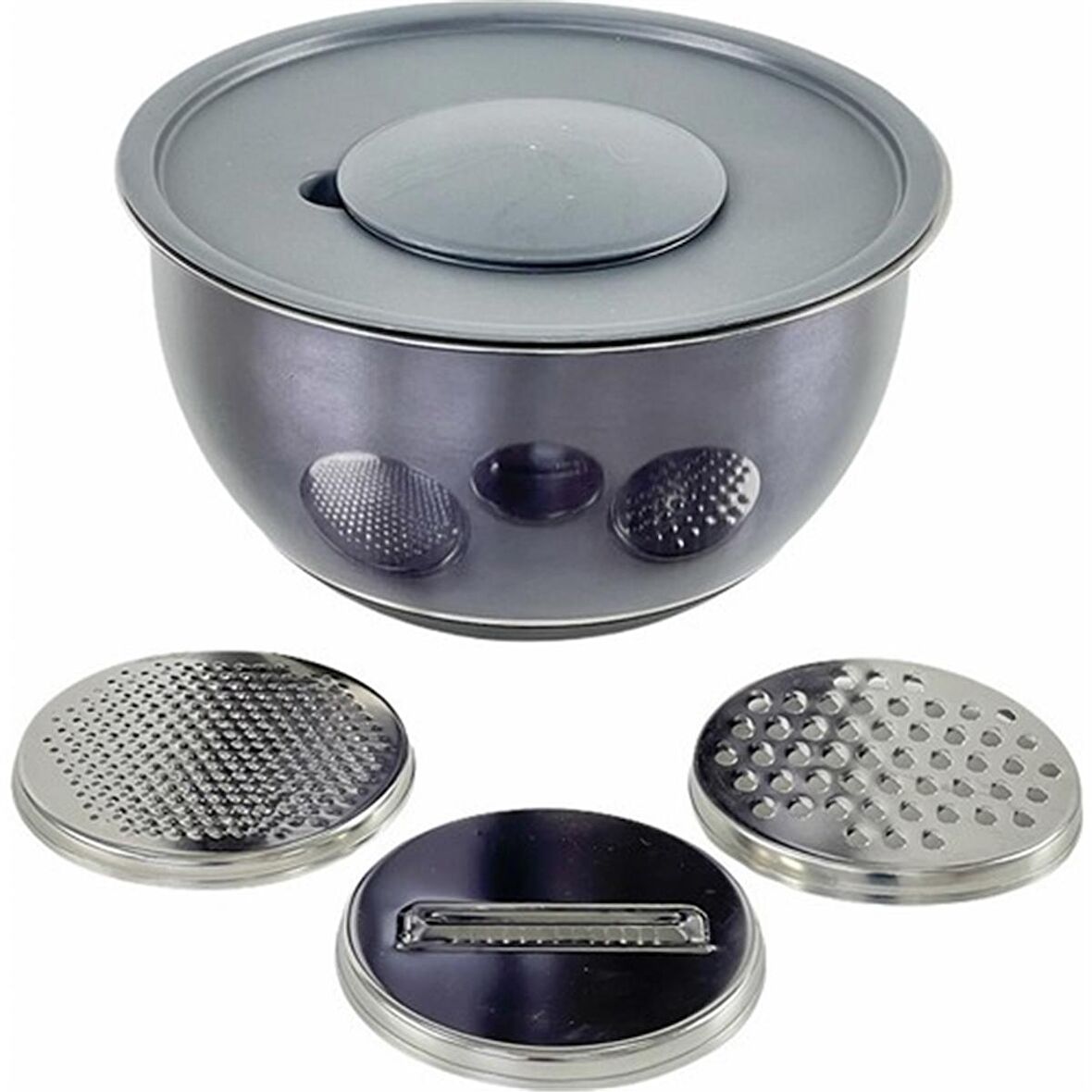 AROW DARIA PASLANMAZ ÇELİK RENDELİ KAPAKLI KARIŞTIRMA KABI 26 CM GRİ DC1.TR-2456