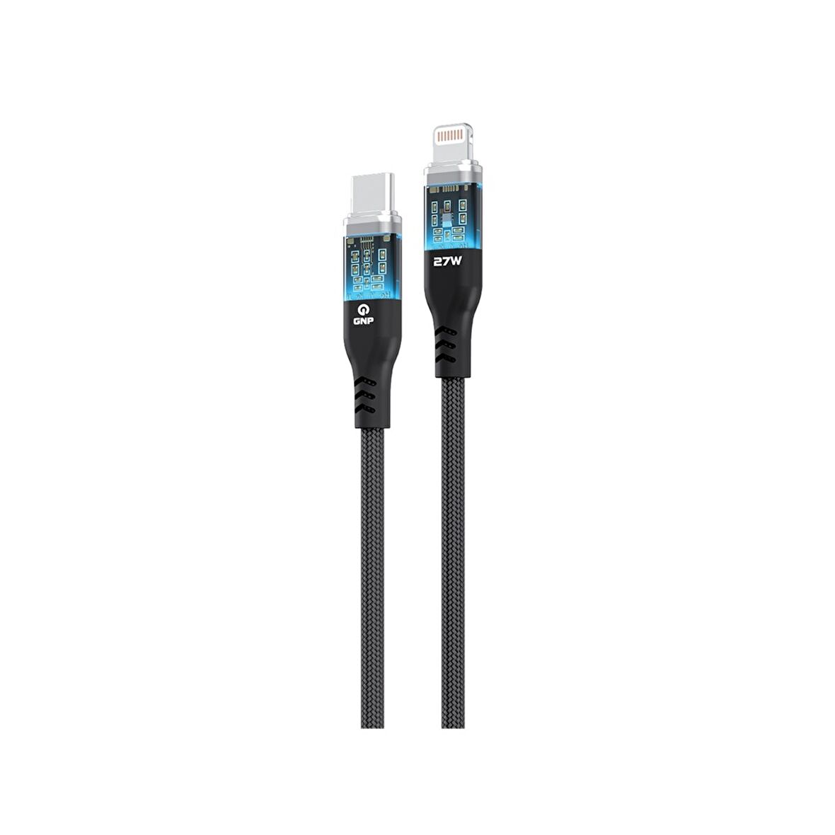 GNP Neon Işıklı Kablo TYPE-C To Lightning 1.2 Metre Gri