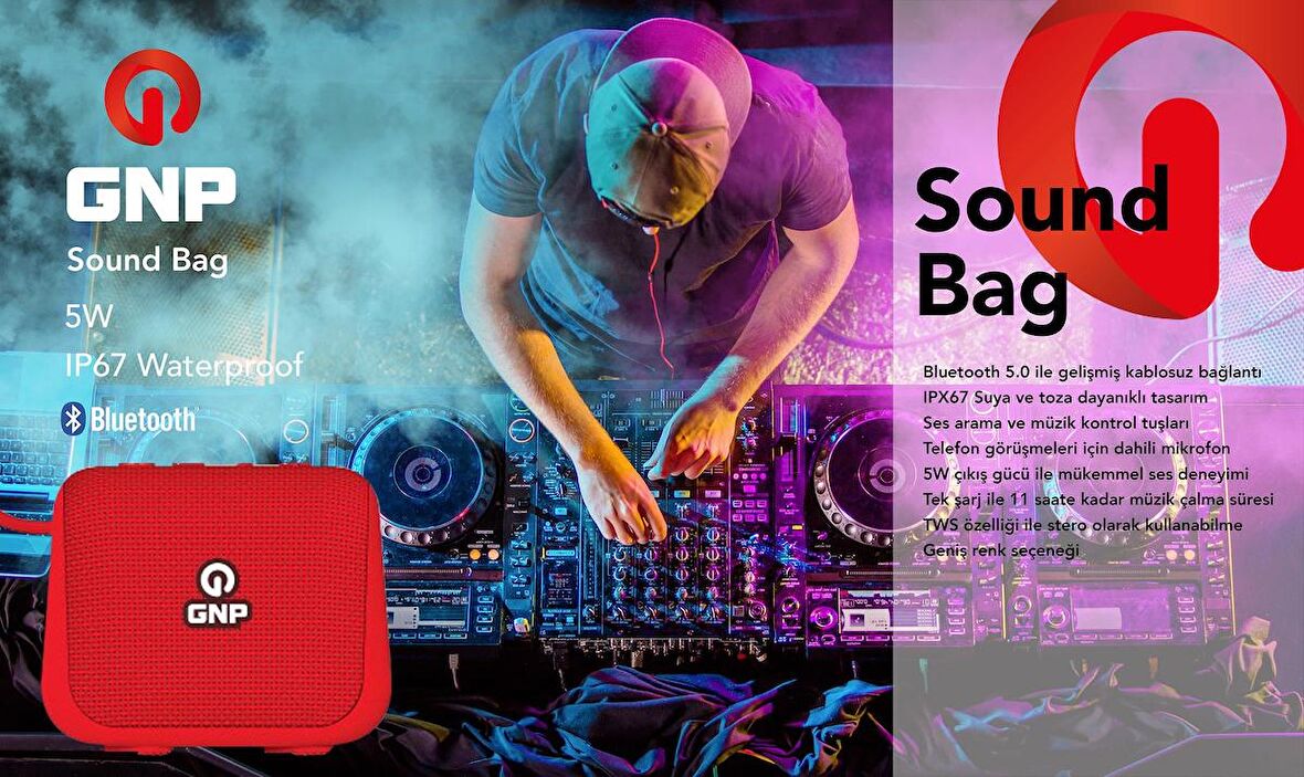 Gnp Sound Bag Bluetooth Hoparlör Kırmızı