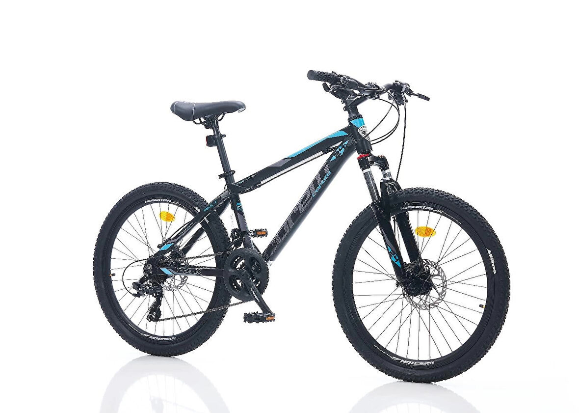 CORELLİ FELİX 1.2 ERKEK DAĞ BİSİKLETİ 304H HD 24 JANT 21 VİTES SİYAH MAVİ TURKUAZ